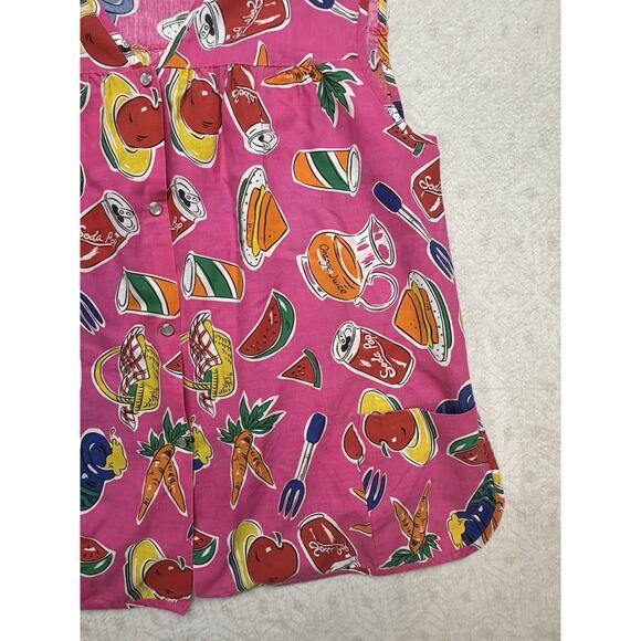 VTG MOON DANCE APRON SMOCK KITCHEN FUNKY SHIRT FRONT PEARL SNAP Sz 2XL - Picture 4 of 6